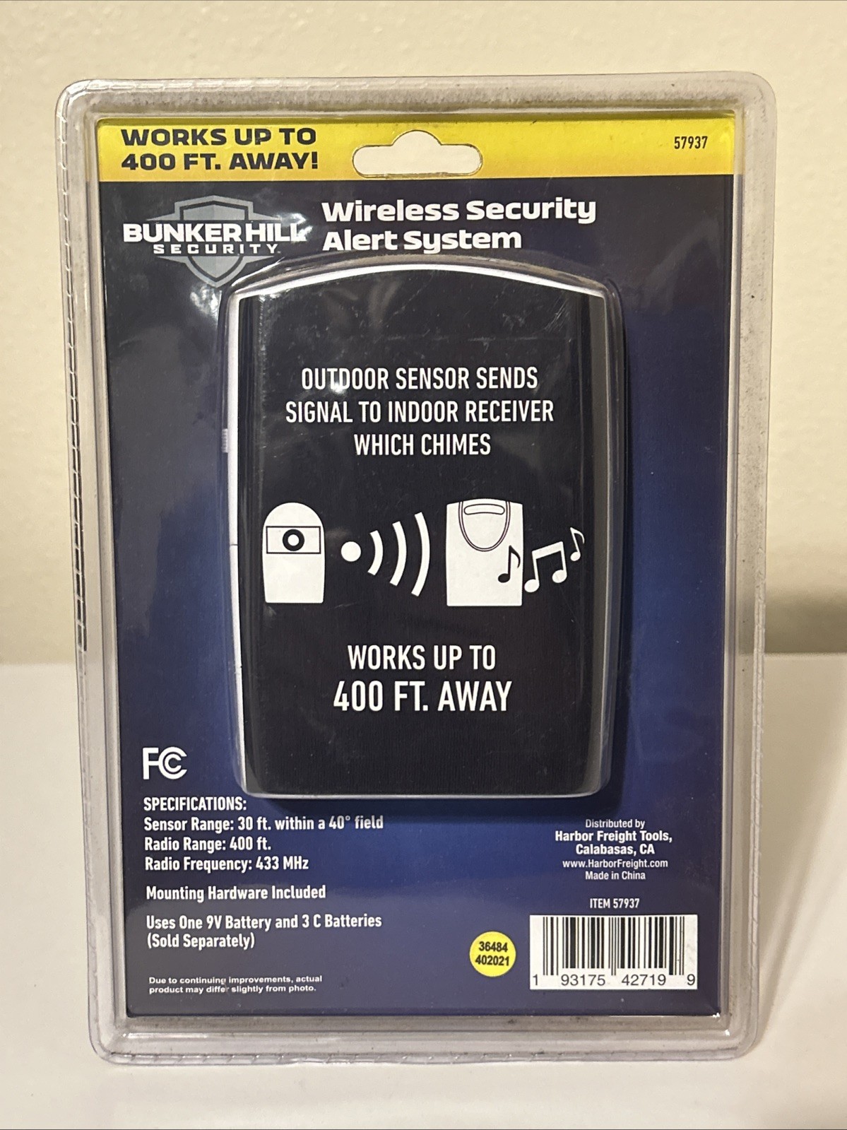 Wireless Security Driveway Alert System 400ft Range Bunker Hill Brand NEW Sealed