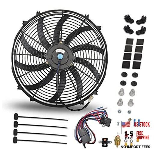 16 Inch Universal Slim Fan Push Pull Electric Radiator 16 Inch Relay Kit Black