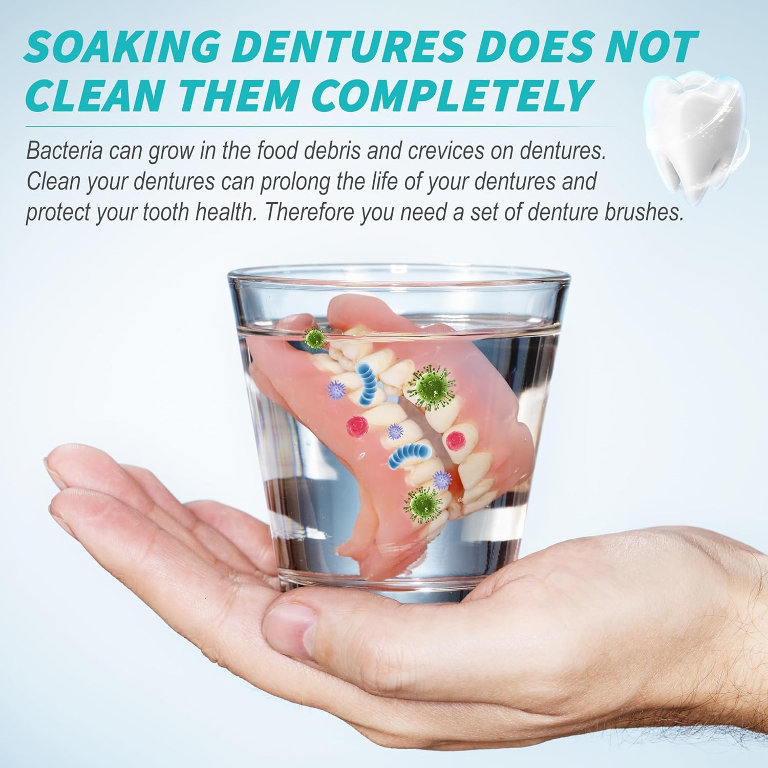 6 Pcs Denture Brush Set for False Teeth, Denture Toothbrushes with Double Sided