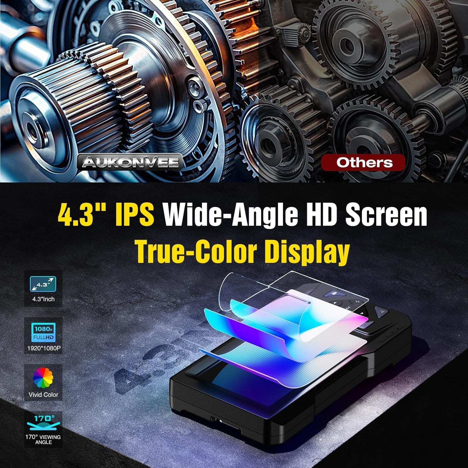 Industrial Endoscope Camera 1080P HD 4.3'' Screen Borescope Inspection Camera US