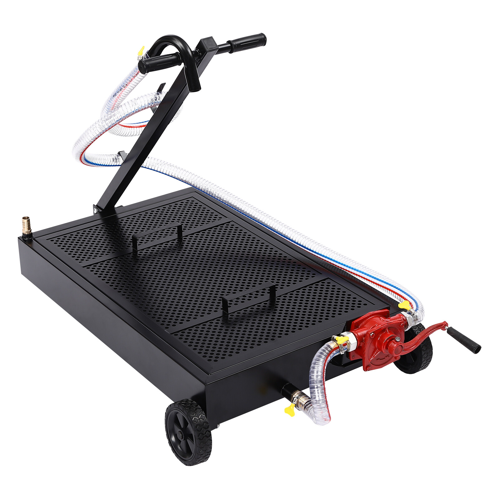 Oil Drain Pan 15 Gallon Oil Drain Tank Oil Change Pan with Manual Rotary Pump