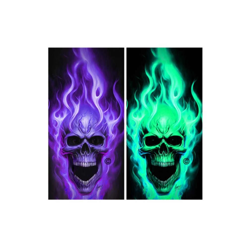 Dark Purple and Teal Skull COMBO Cornhole Board Wraps ONLY Vinyl Decal 2 Pack