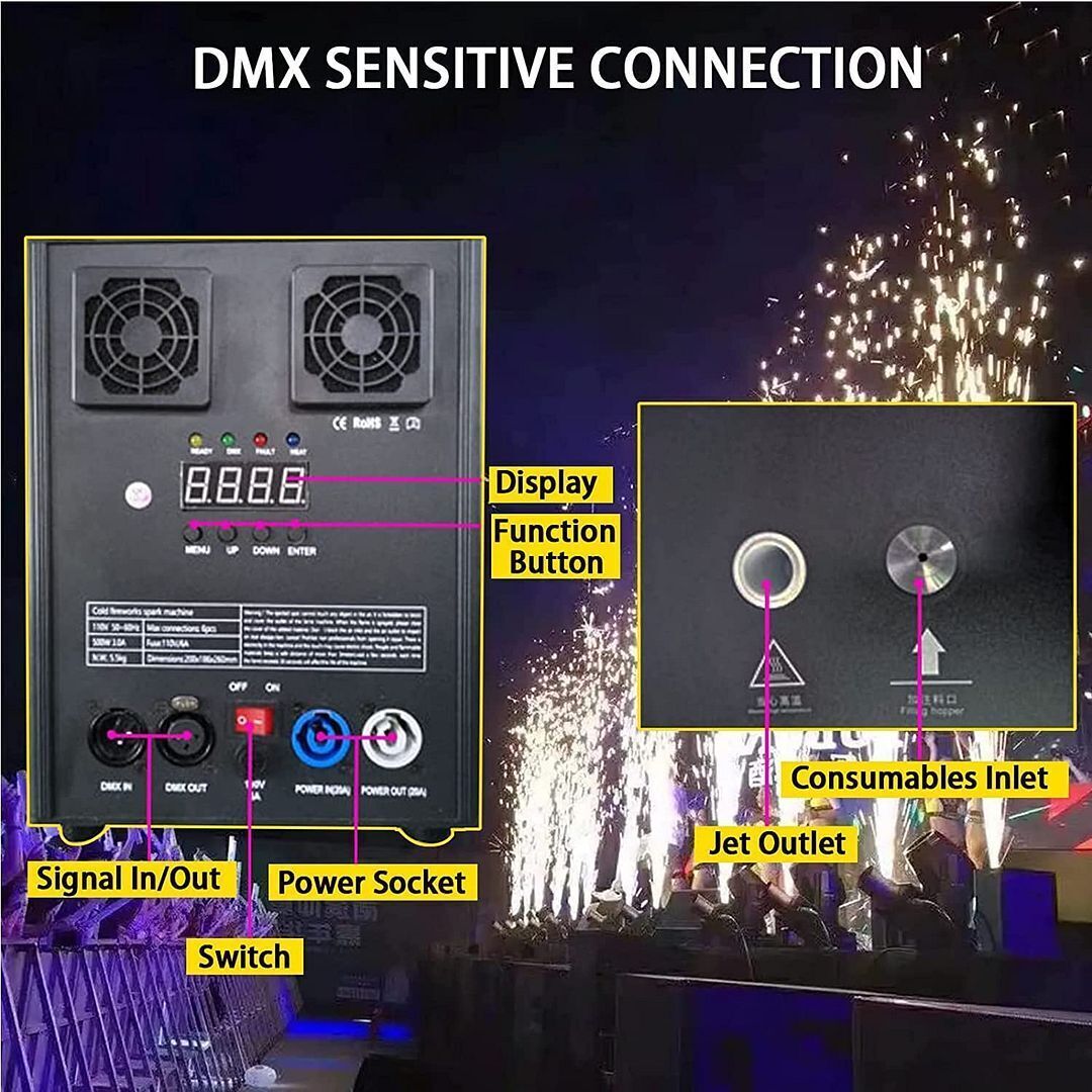 700W Cold Spark Machine Stage Effect DMX Firework Machine DJ Event Party Wedding