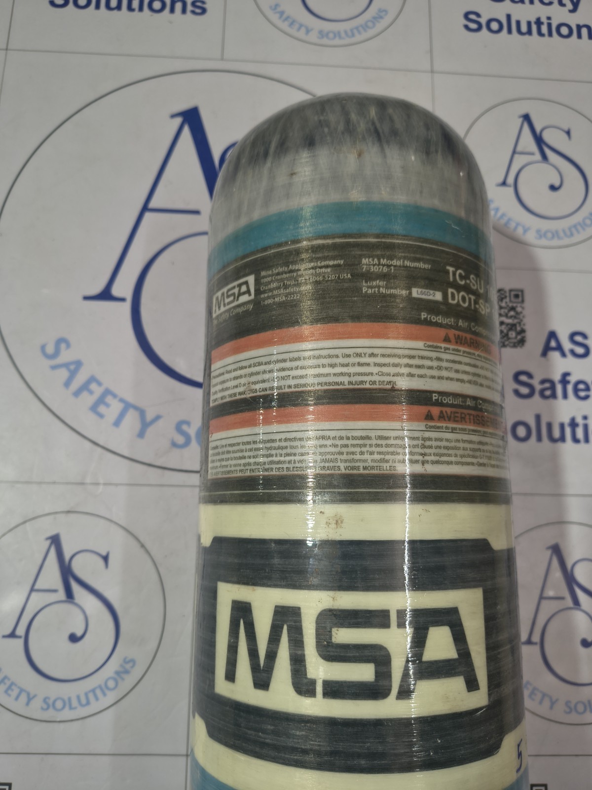 MSA composite SCBA breathing air cylinder without valve