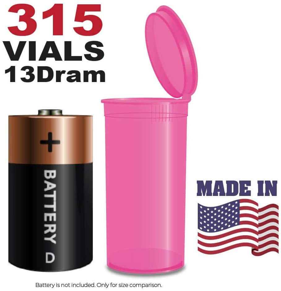 315 Translucent Pink Vials - 13 DRAM Pop Top Bottle - Smell Proof Containers