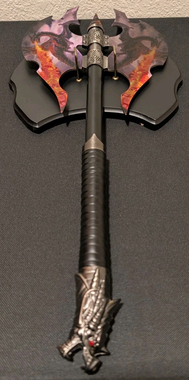 Flame Chaser Double Head Dragon Axe With Plaque