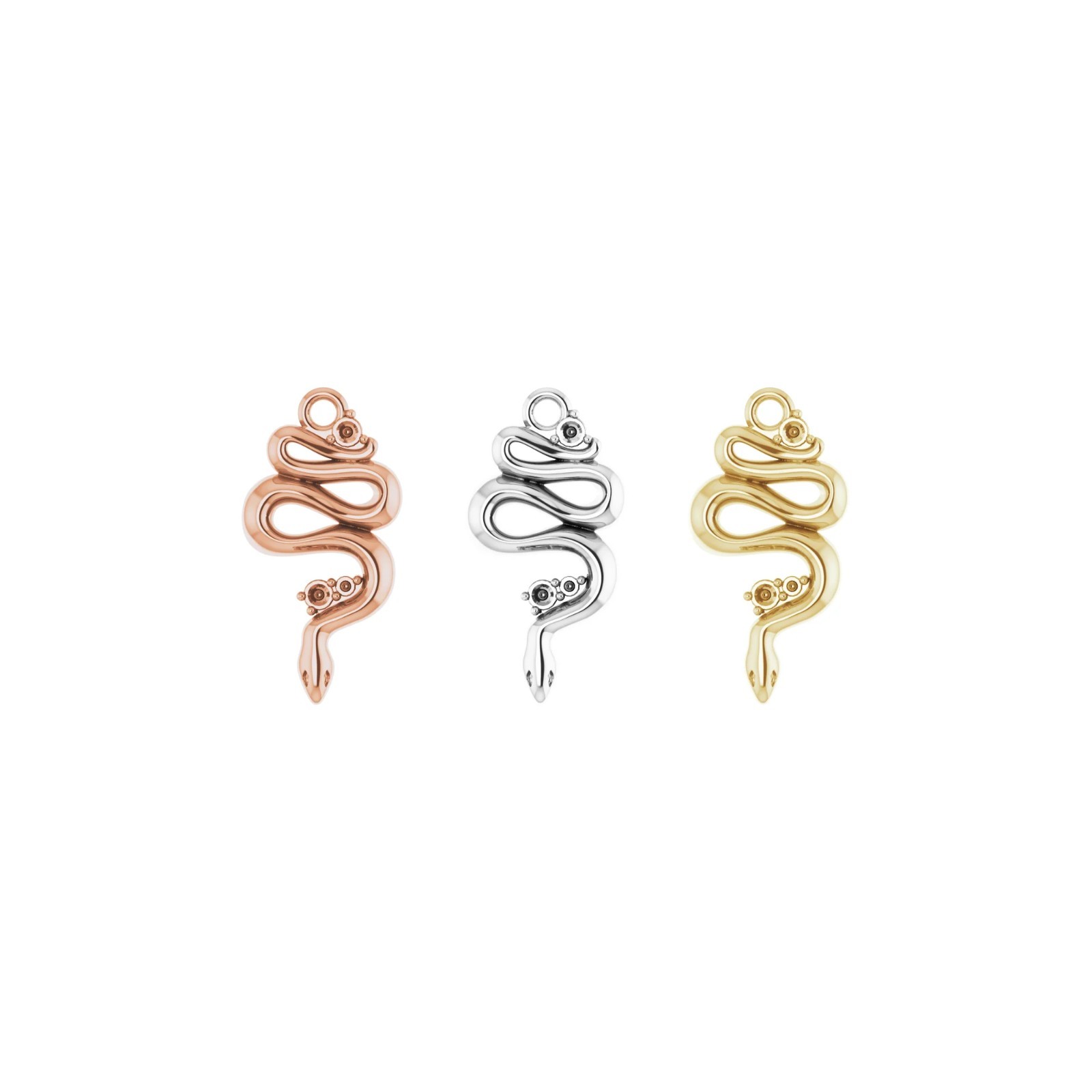 10K 14K 18K Gold, Platinum & Silver 1.5 mm Round Accented Serpent Dangle