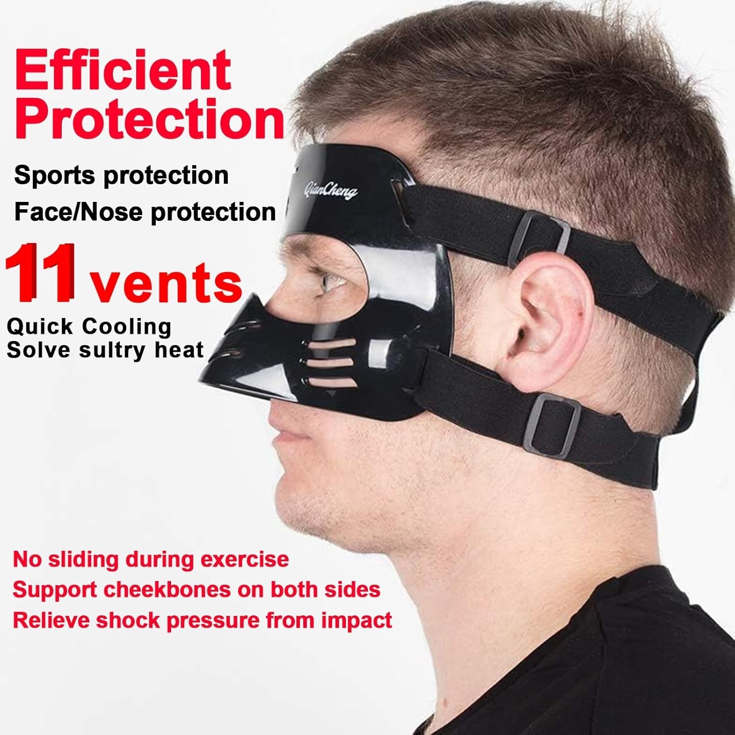 Nose Guard Face Shield for Broken Nose, Adjustable Face Guard with Padding, P...