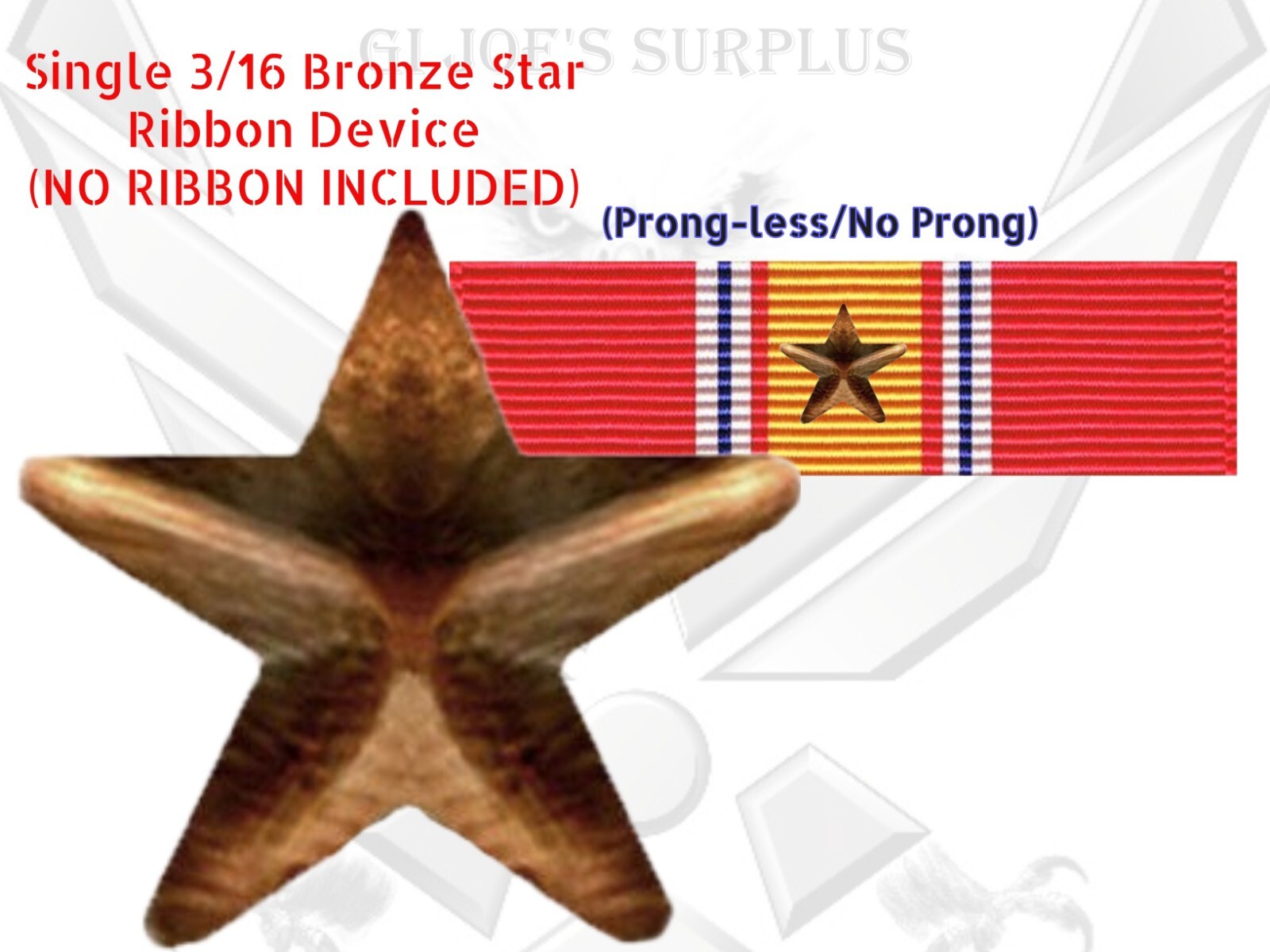 New Single Genuine No Prong 3/16" Bronze Star Device Military Ribbons 2G4