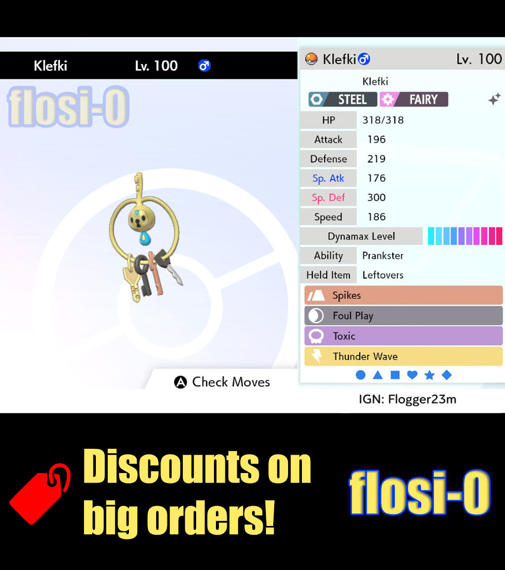 6IV Ultra Shiny Klefki Pokemon Sword and Shield (Square Shiny)