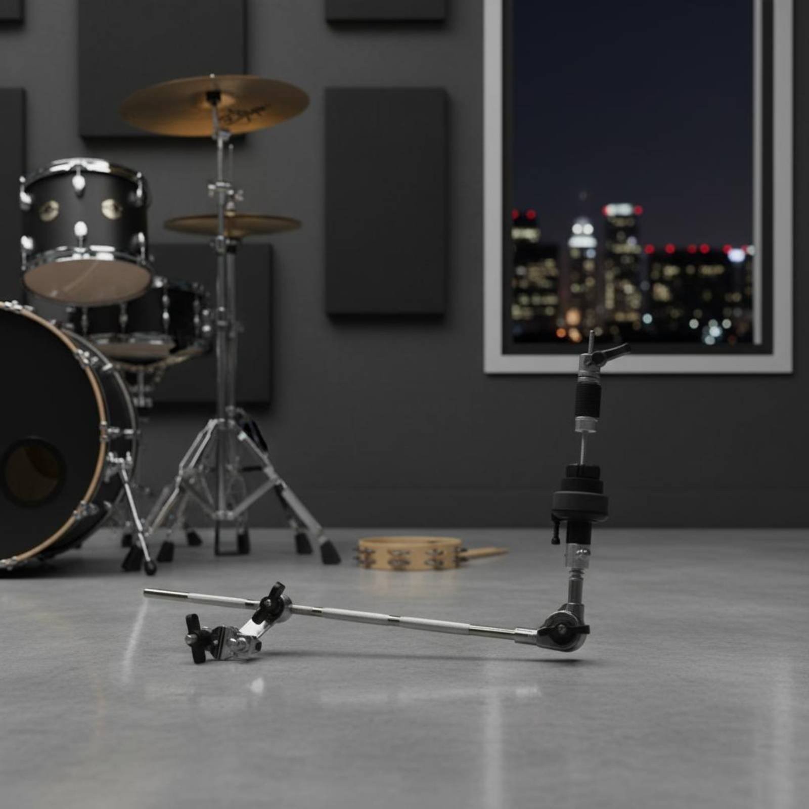 Auxiliary Hi-Hat Stand Extended Reach Auxiliary Hi-Hat Attachment Silver-Plated