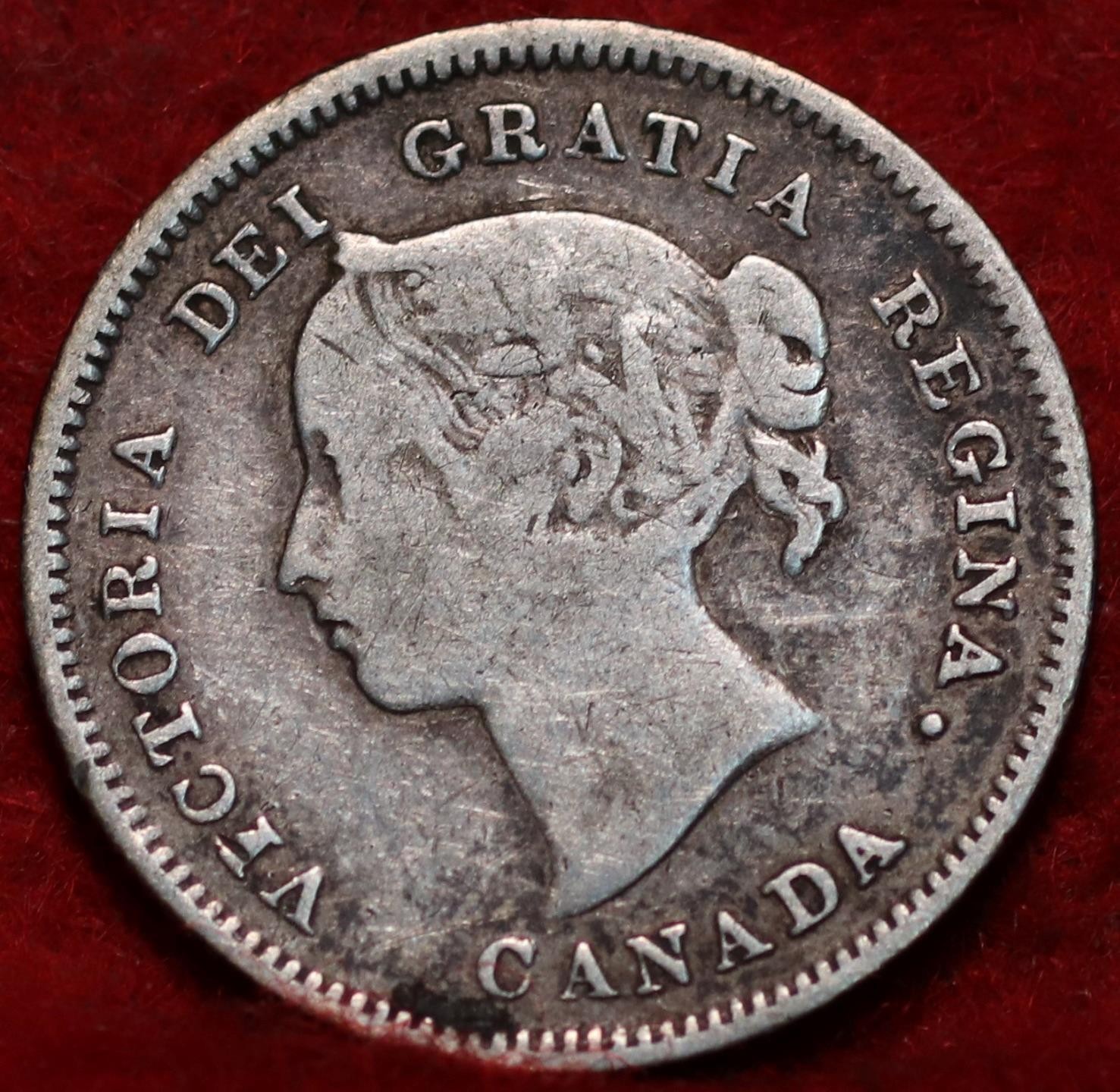 🇨🇦 1886 Small 6 Queen Victoria 5 Cents Silver Coin Canada