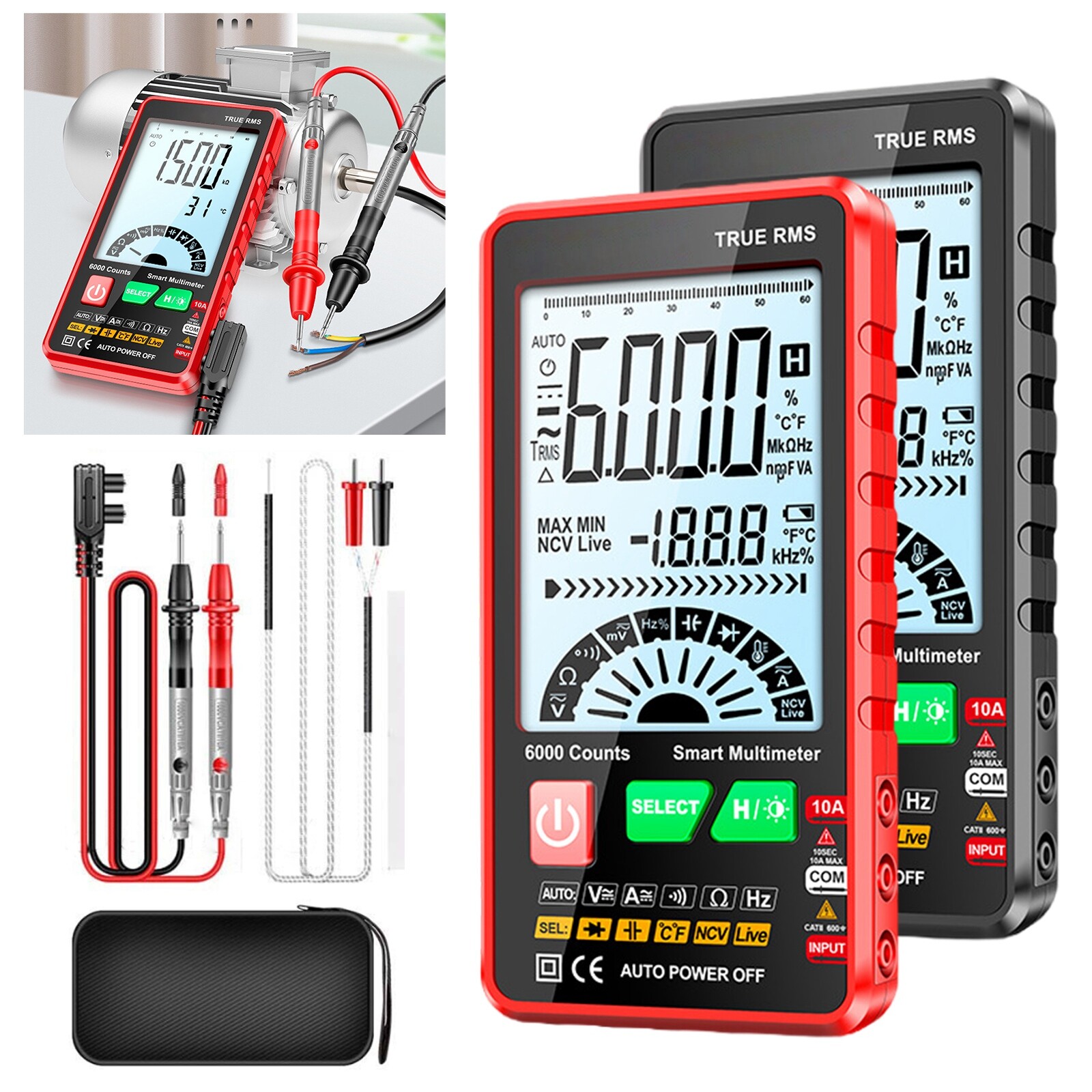 Digital Multimeter AC/DC Voltmeter Resistance Capacitance Temp Hz Meter Tester