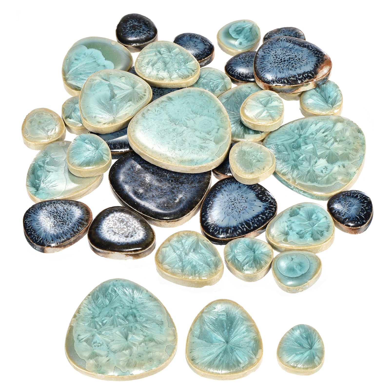 200g Ceramic Mosaic Tiles Pebble Blue Green Ceramic Tile