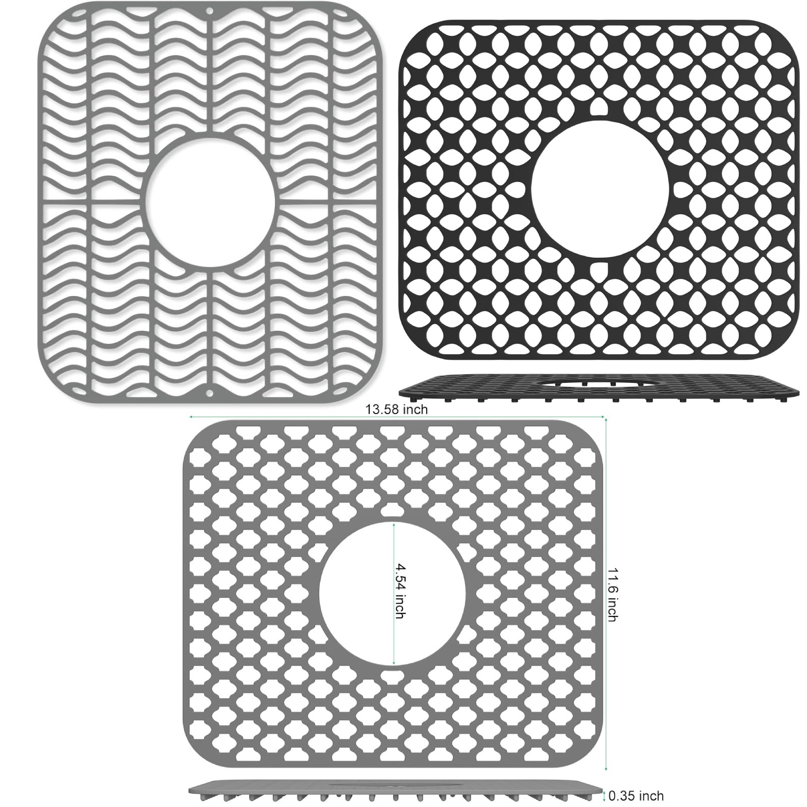 TOOVEM 2x Kitchen Sink Mat 13.58"x11.6" Protector for Bottom Sink Heat Resistant