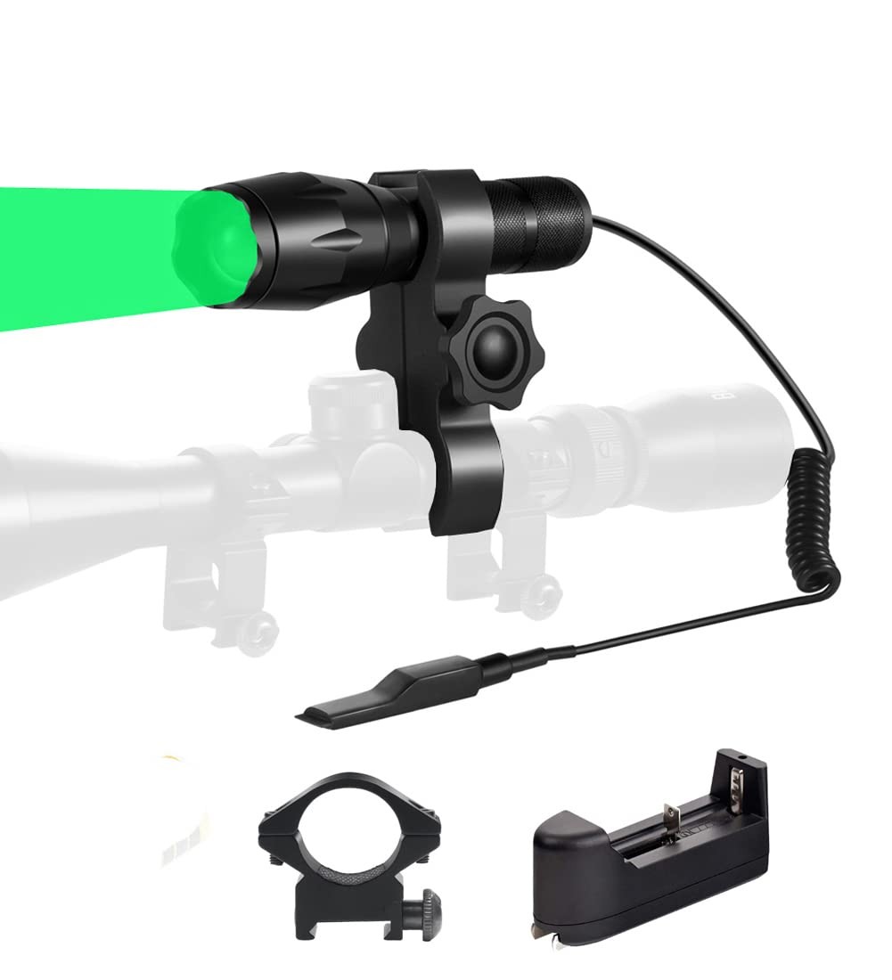 Green Light 350 Yards Spotlight Flood Light Zoomable Flashlight Torch For Huntin
