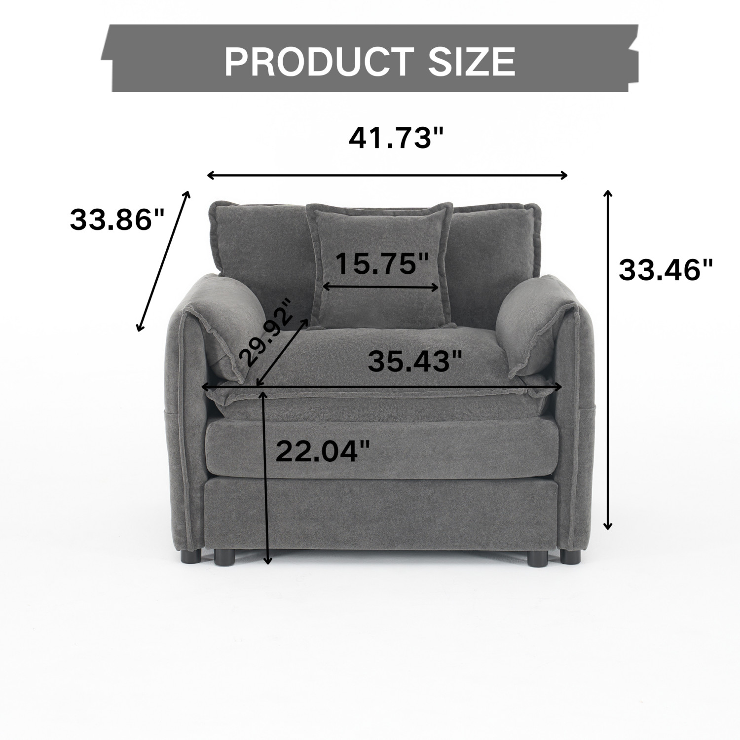 Modern Accent Chair Upholstered Single Sofa Armchair with Pillow for Living Room