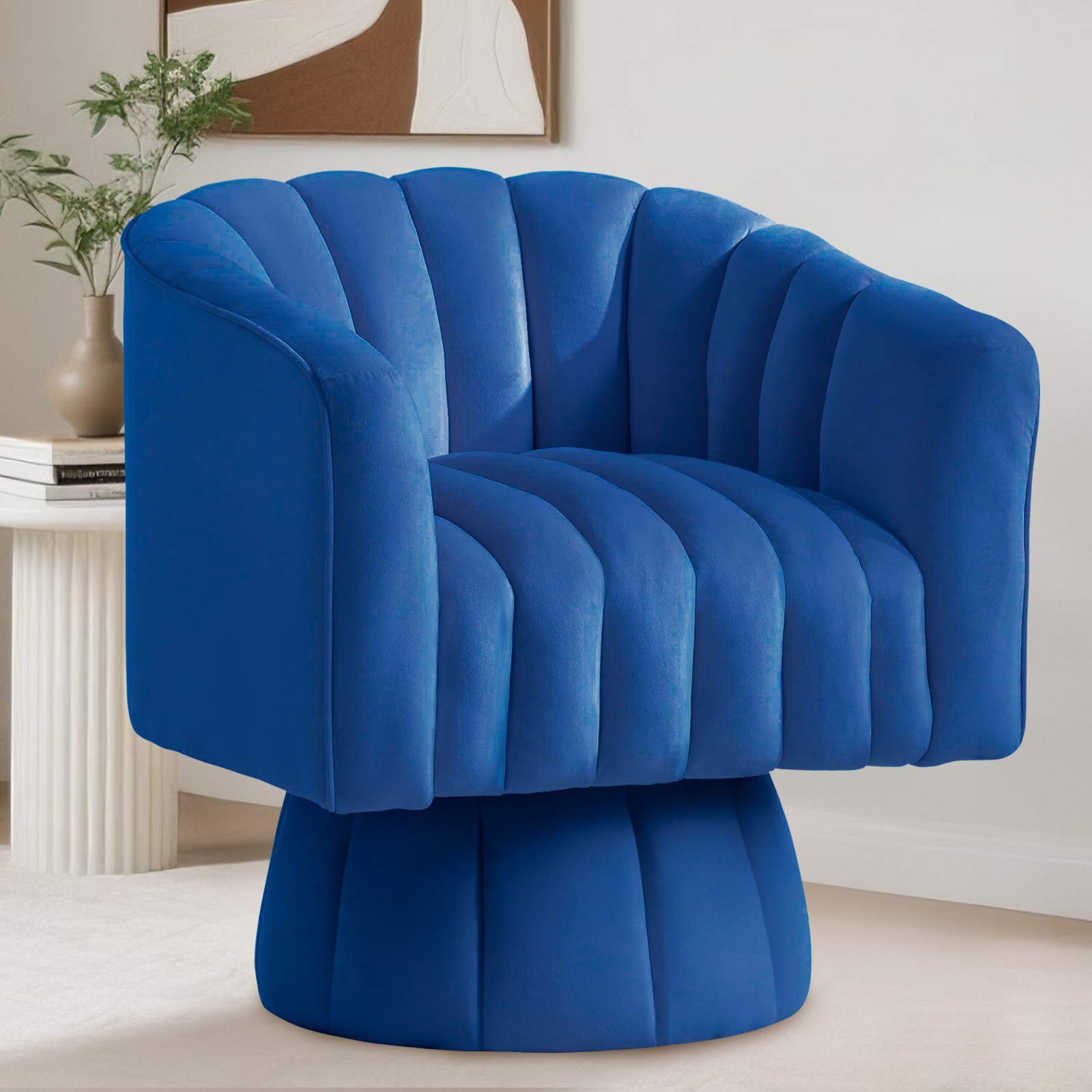 Korser 360° Swivel Accent Chair with Velvet Upholstered Swivel Barrel Chairs