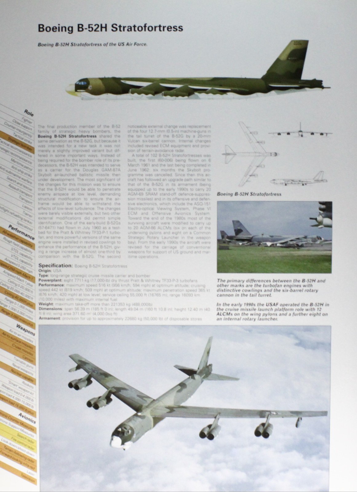 Boeing B-52 B 52 B52 Plane Picture Vtg Aircraft Info Sheet Wall Art Display