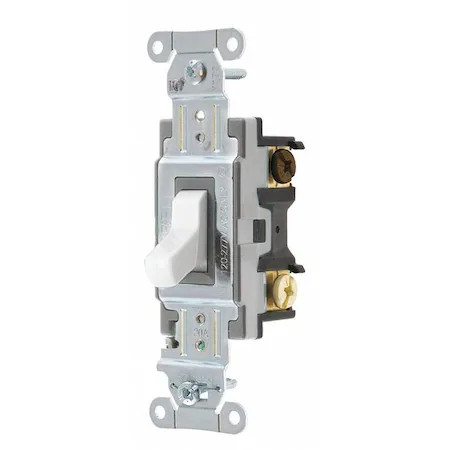 Hubbell Wiring Device-Kellems Csb320w Wall Switch, 20A, White, 1 Hp, 3-Way