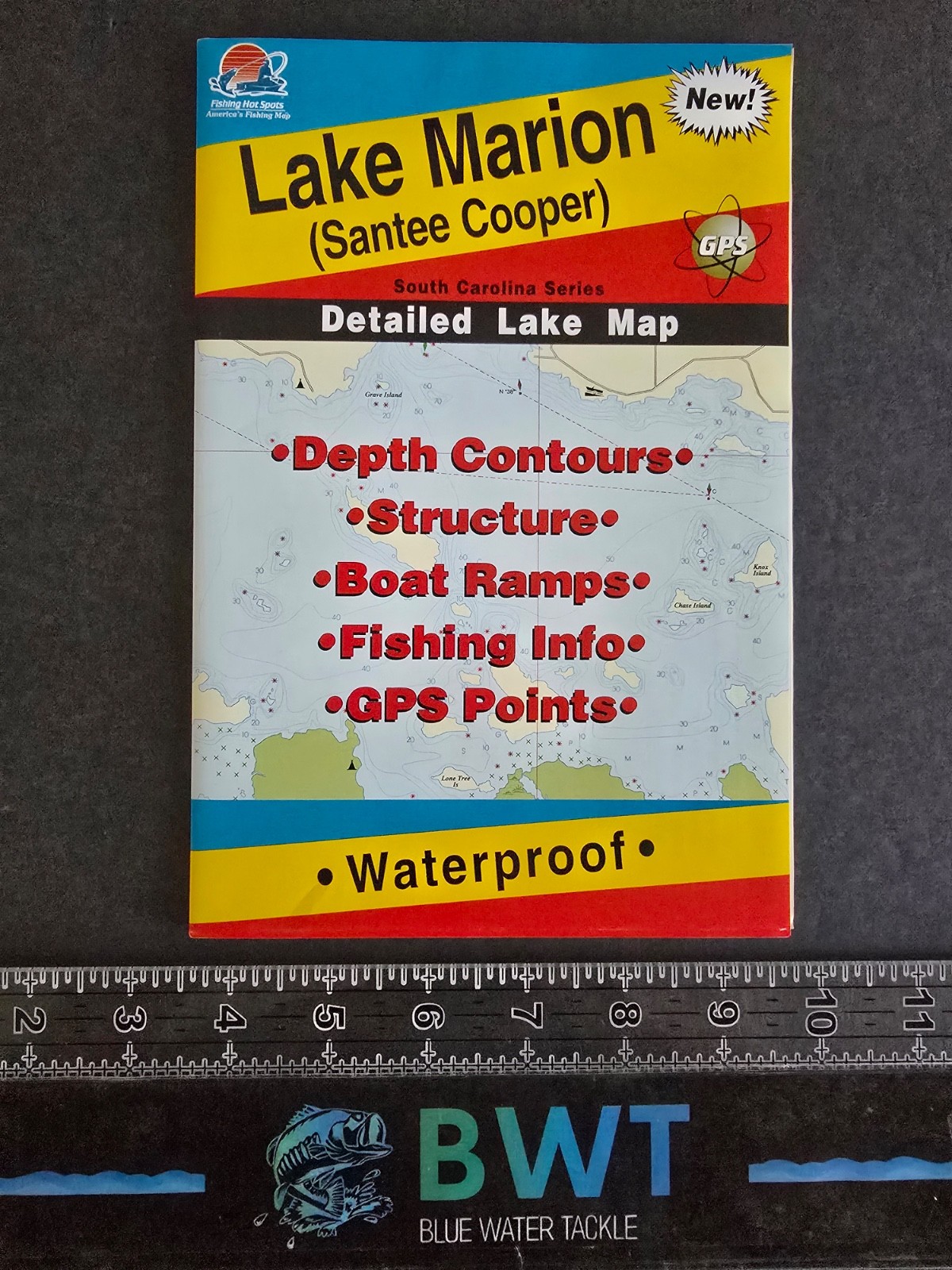 Lake Marion (Santee Cooper) - Lake Map *New* Fishing/Fishing House Decor
