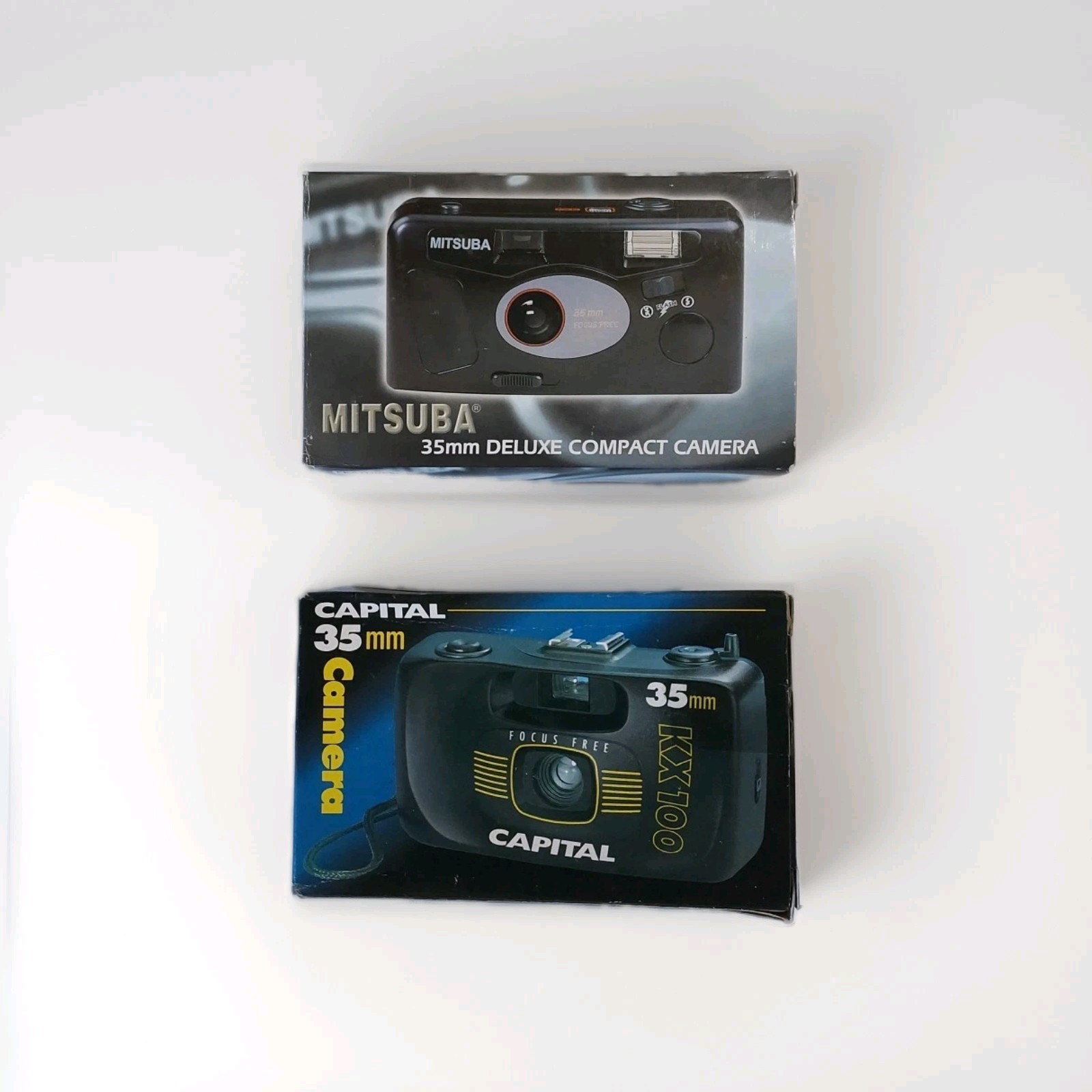Mitsuba & Capital 35mm Compact Cameras Focus Free With Case - NEW