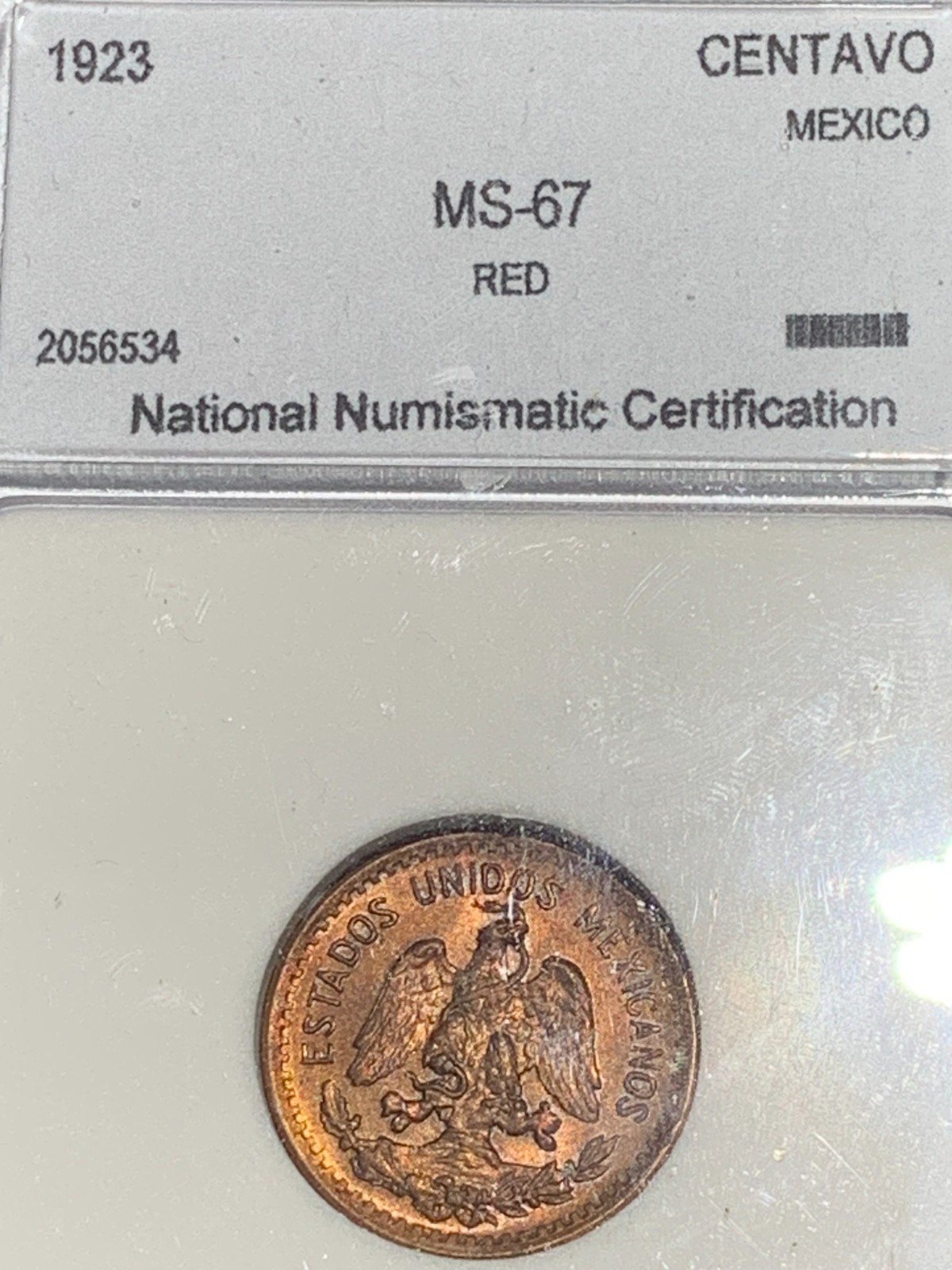 1923 Mexico Centavo. Red Gem Uncirculated.