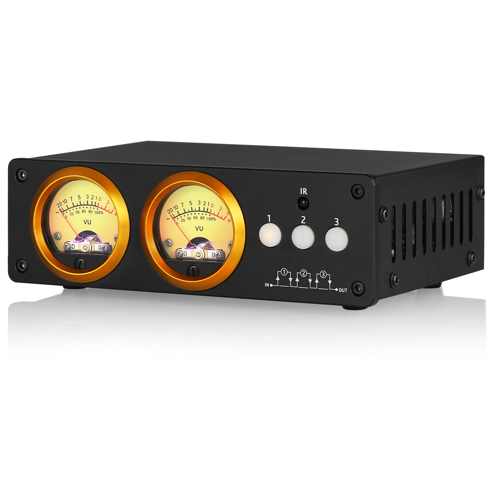 Douk Audio L3 3 Channel Stereo Audio Loop Switcher w/VU Meter RCA Selector BOX