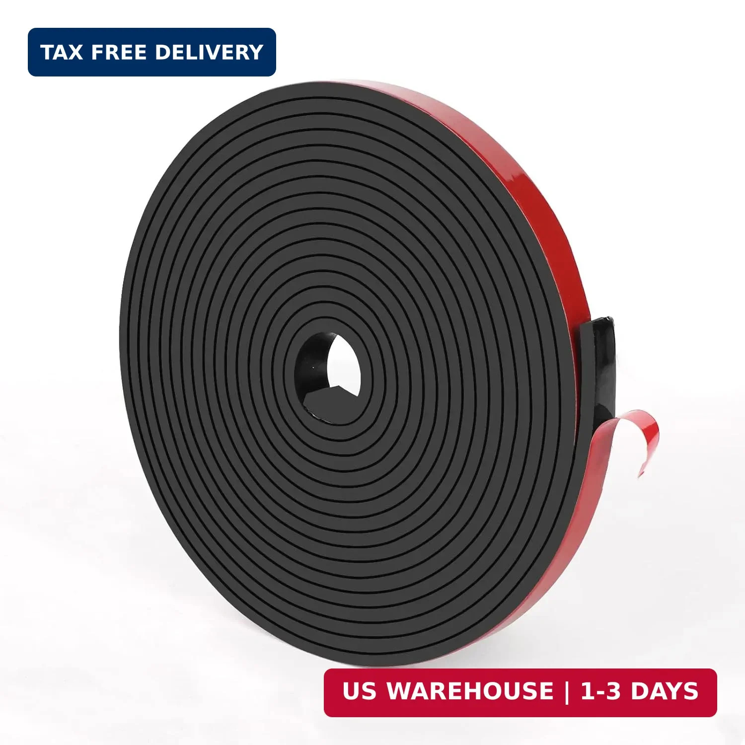 HooTown Adhesive Solid Rubber Strips, 0.5" Wide x 1/8" Thick x 180" Long Self Ne
