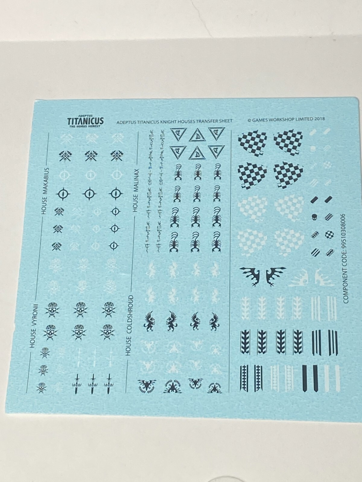 Adeptus Titanicus Legions Imperialis Knight Houses Transfer sheet