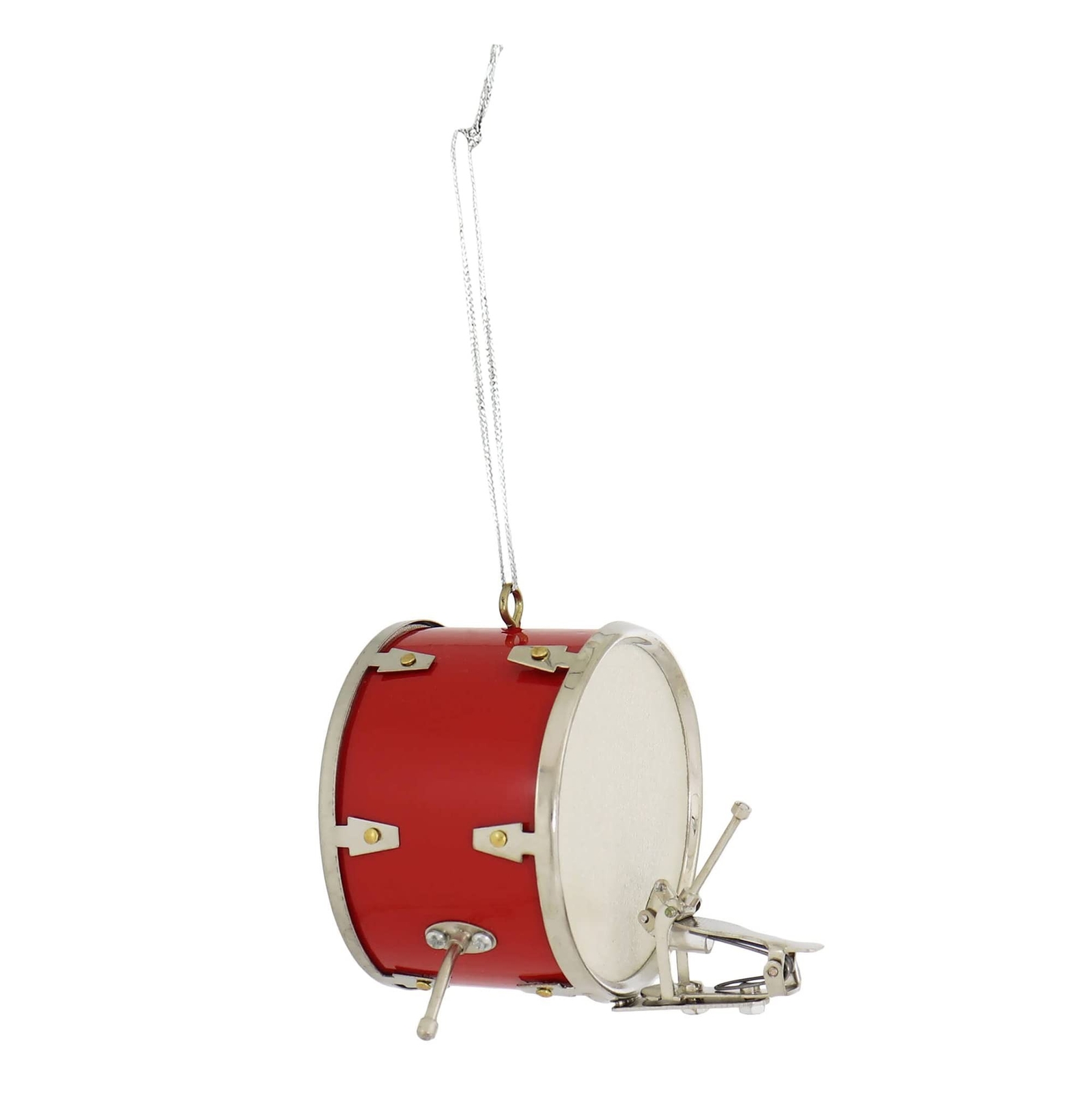 Broadway Gifts 2.8 Inch Red Wood and Brass Bass Drum Ornament Decoration