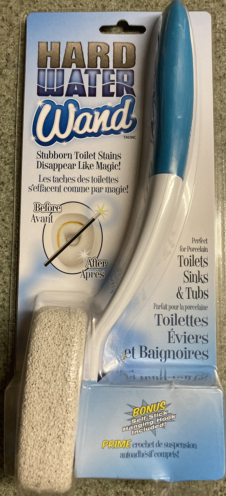 As Seen on TV Hard Water Wand with BONUS Self-Stick Hanging Hook Included New