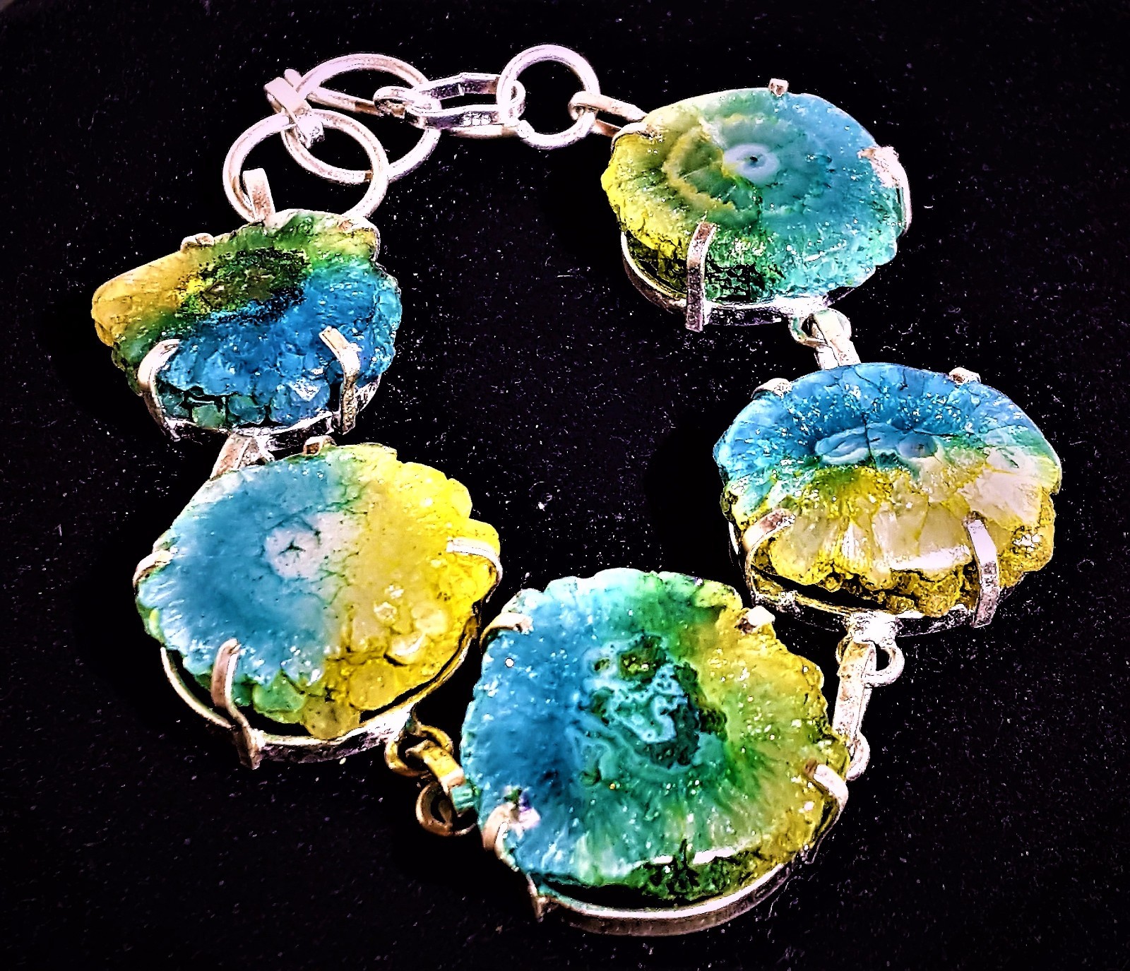 COLORS OF THE SEA DRUZY AGATE TOGGLE SILVER BRACELET
