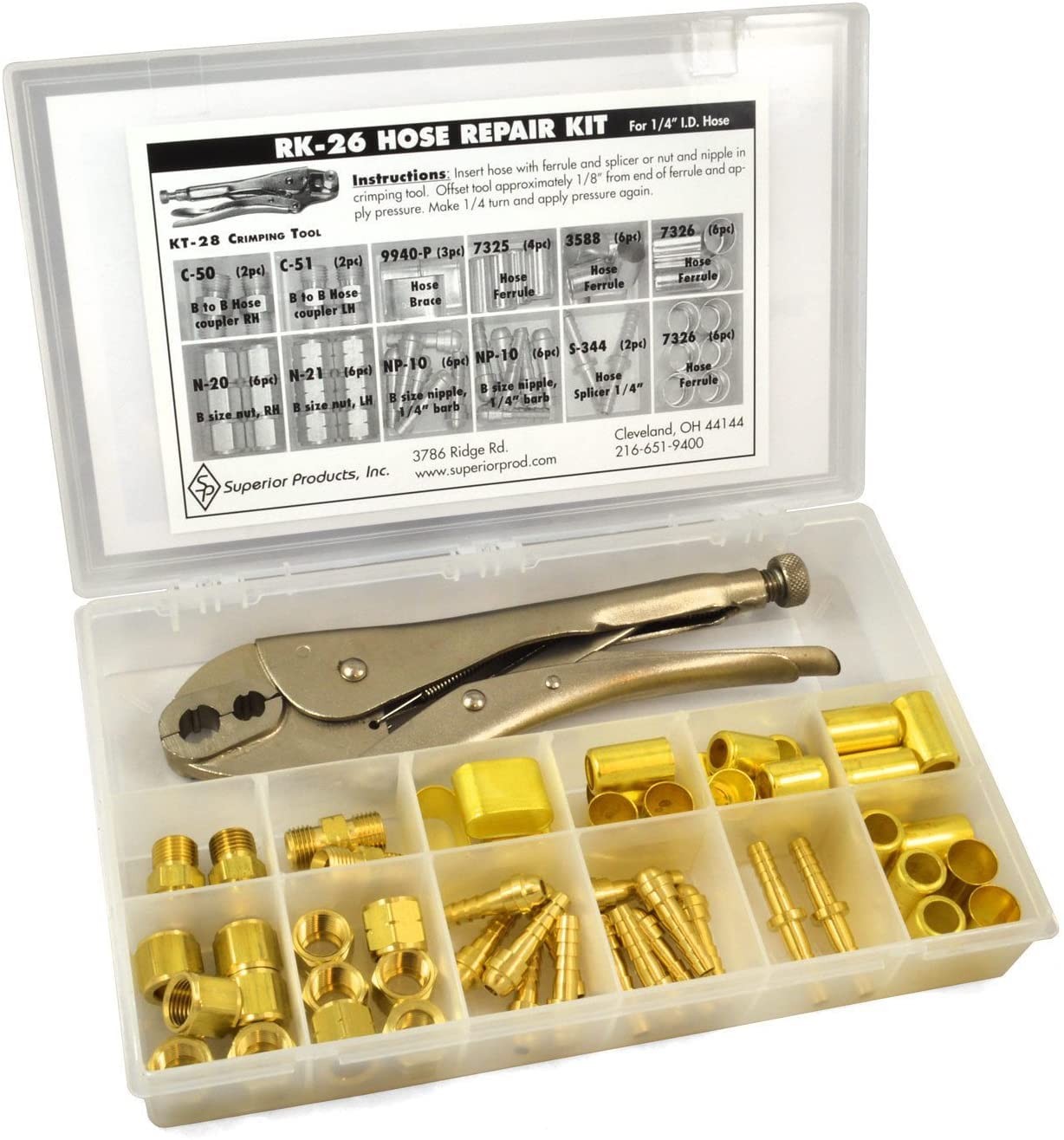 Superior RK-26 1/4" Hose Repair Kit Western with C-5 B Size fittings, Gold