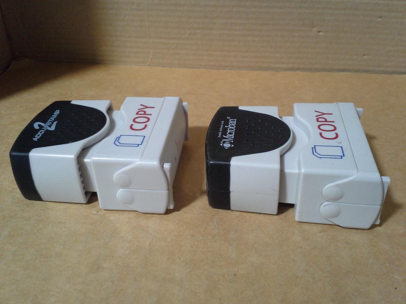 2PC. Accustamp2 Shutter Message Stamp Copy Red/Blue . Working. Both Needs ink