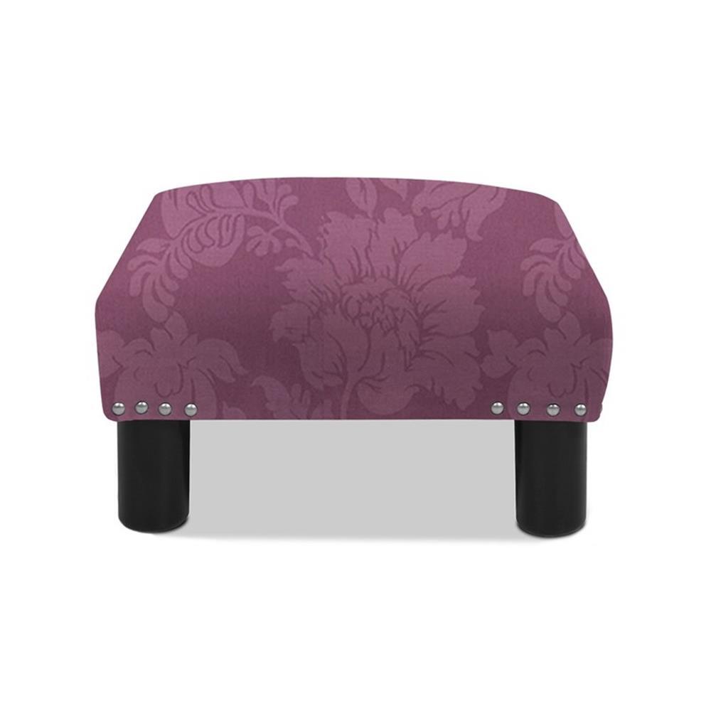 Jules Square Accent Ottoman Purple Floral Sateen