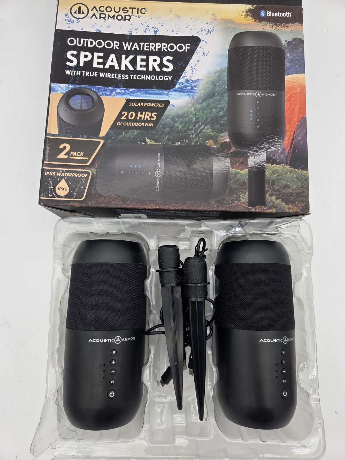 acoustic armor Portable Bluetooth solar Speaker (Waterproof) 2 pack