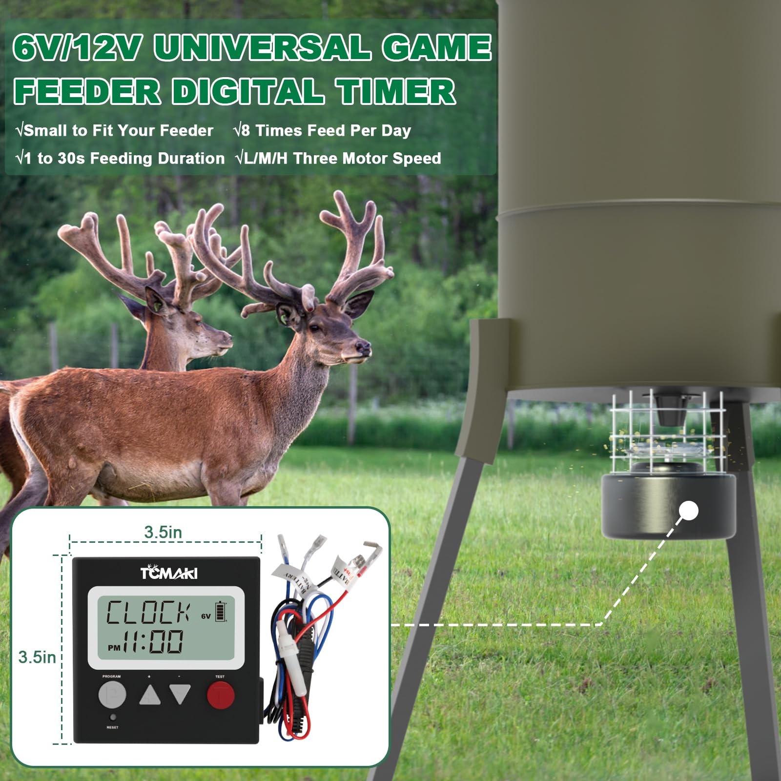 Digital Timer Deer Feeder Timer 6V 12V Digital Timer for Deer Goat Feeder Kit 8