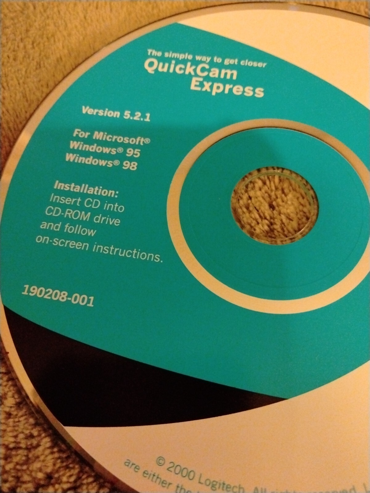 Logitech 2000 Quick Cam Express Version 5.2.1. CD For Microsoft Windows 95 98