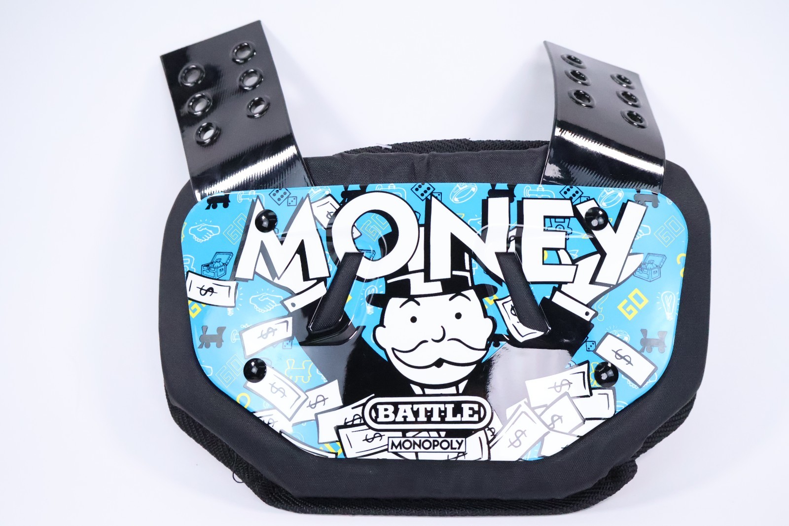 Battle Sports - "Money Man 3.0"  Football Backplate - Youth - Neon Blue New Read