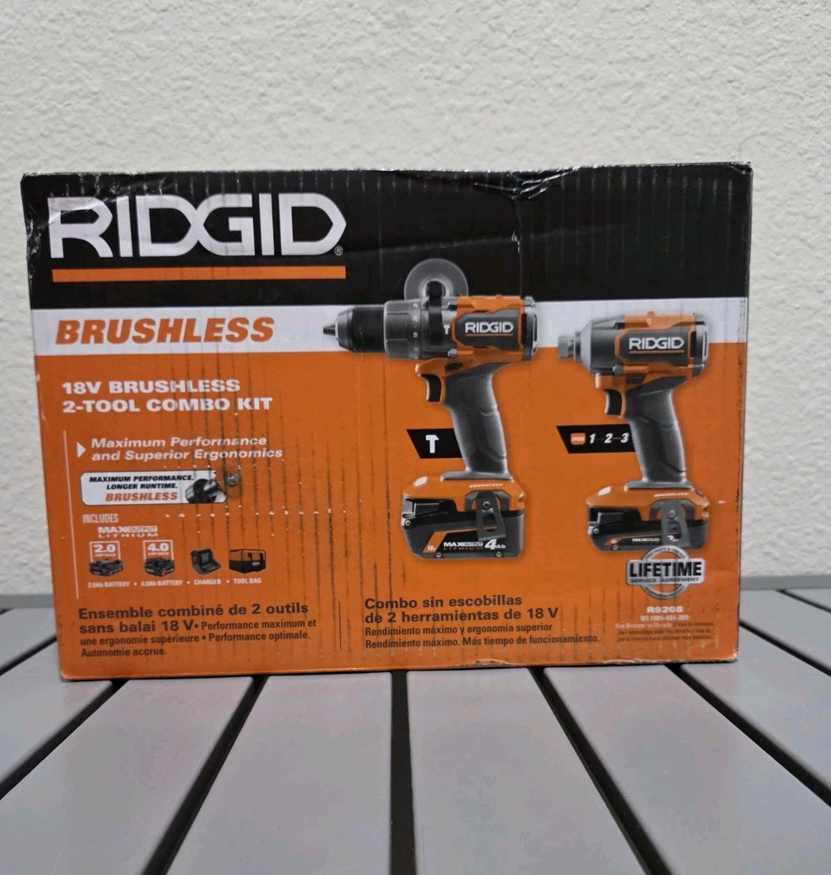 RIDGID 18V Brushless Hammer Drill & 3-Speed Impact Driver Kit (R9208) –Brand New
