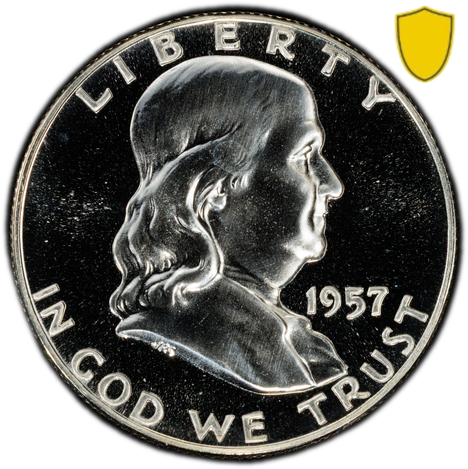 1957 Franklin Half Dollar Proof PCGS PR 68 PF Gold Shield Holder Coin 50C