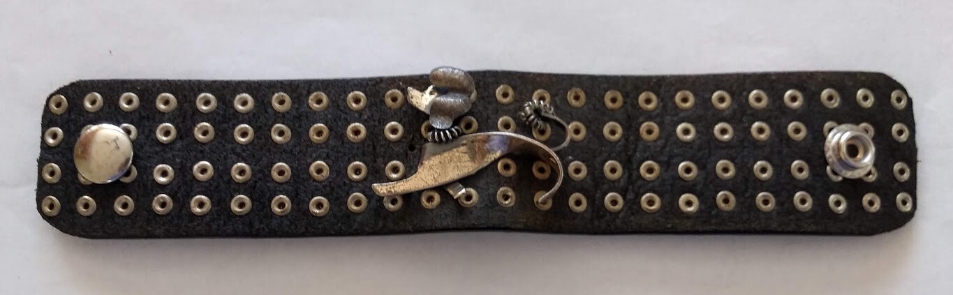 "POODLE" LEATHER CUFF BRACELET- Handmade/New