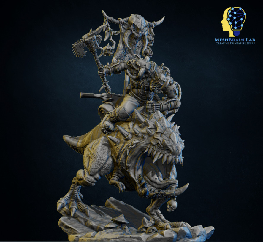 Ork Beast Hunter Warboss warbeast on colossal Mount with base MBL-030