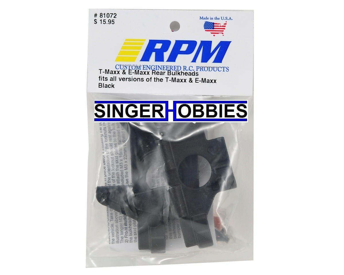 RPM 81072 Traxxas E-Maxx / T-Maxx Rear Bulkhead Set (BLACK) NEW RPM81072 HH