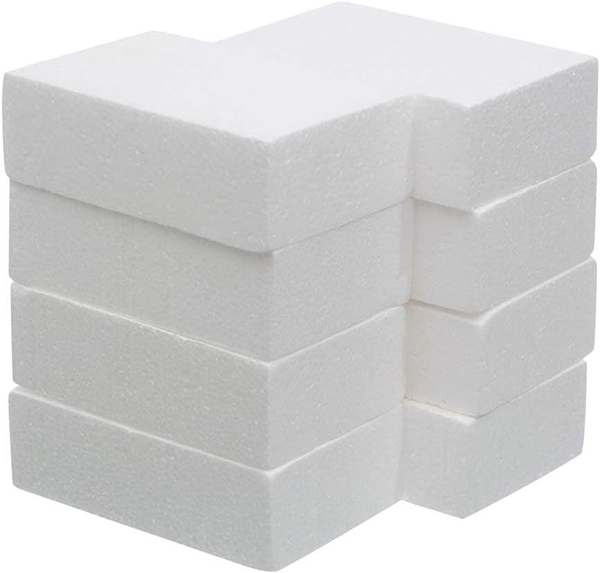 Crafare 8 Pack Craft Foam Blocks 6X4X2In Polystyrene Brick Rectangle for Arts Sc