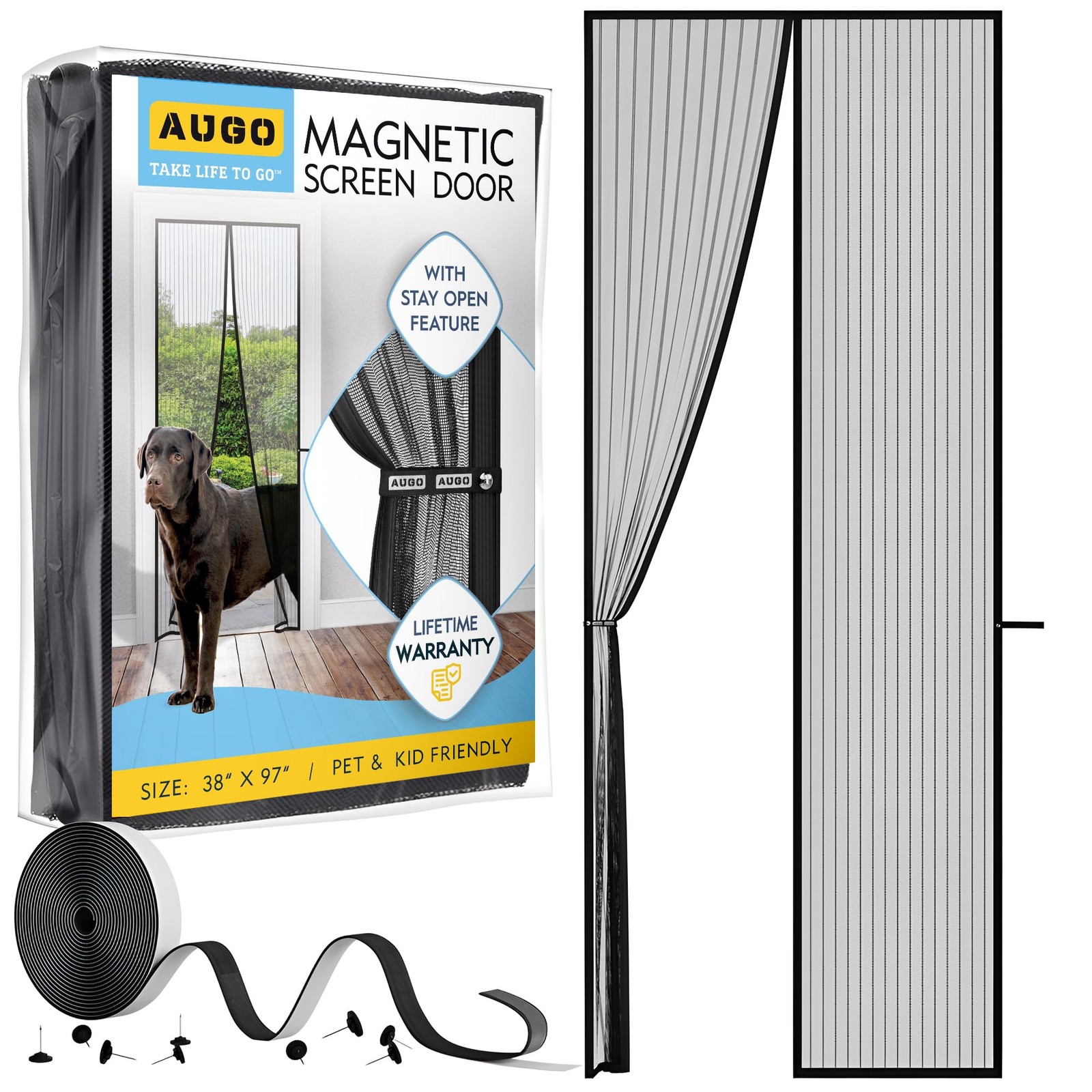 Magnetic Screen Door - Self Sealing, Heavy Duty, Hands Free Mesh Partition Ke...