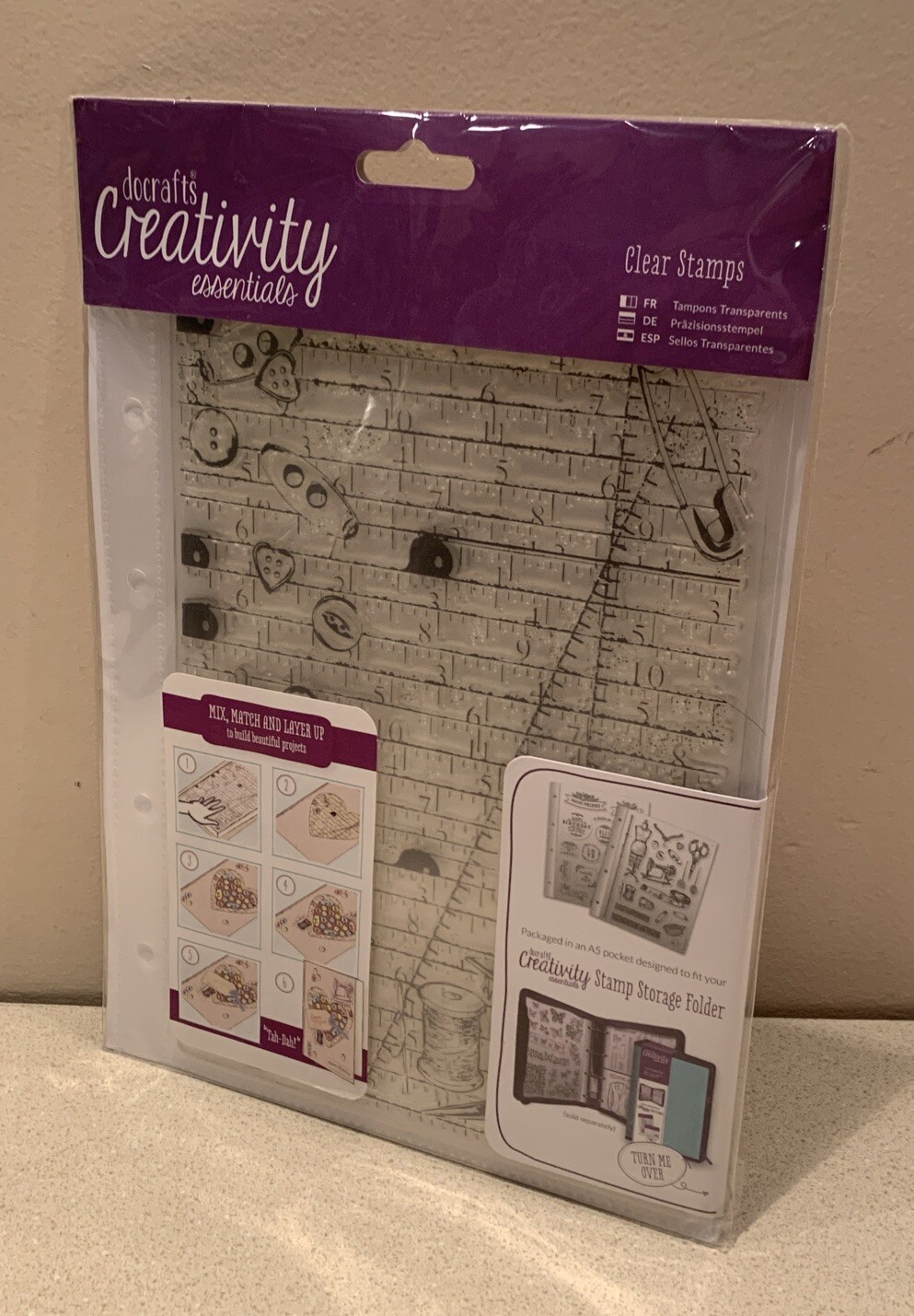 DoCrafts Creativity Essentials Haberdashery Background A5 Clear Stamp. NEW