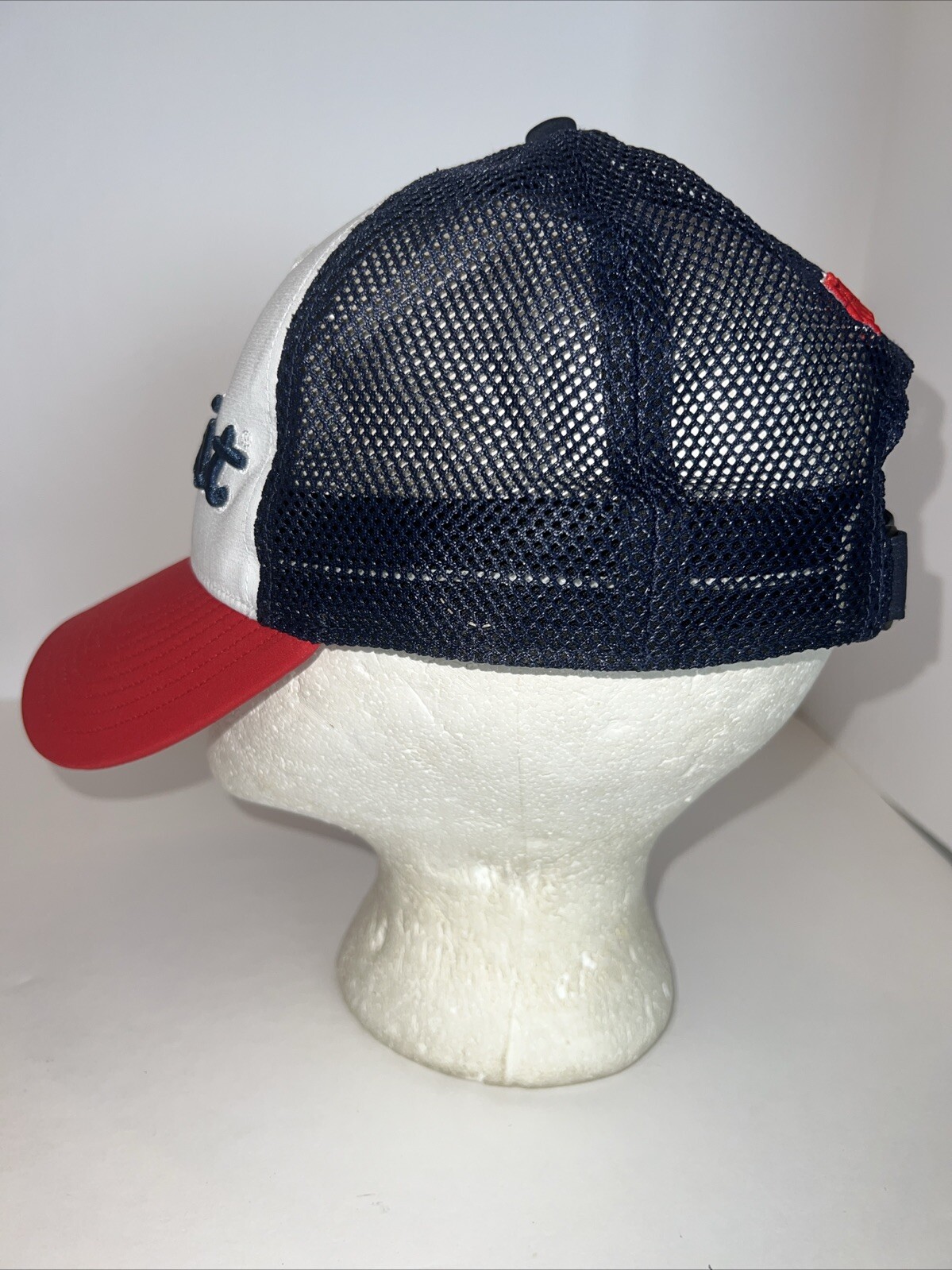 Titleist Script Pristine Red White Blue Hat Cap Hook Loop American Flag EUC