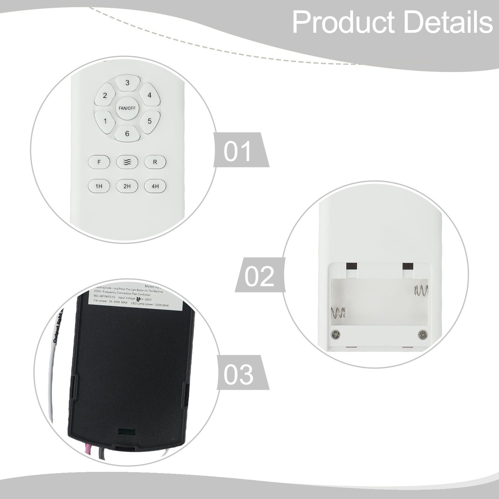 Remote Control Kit for Ceiling Fans with Light Control and Timer Functions